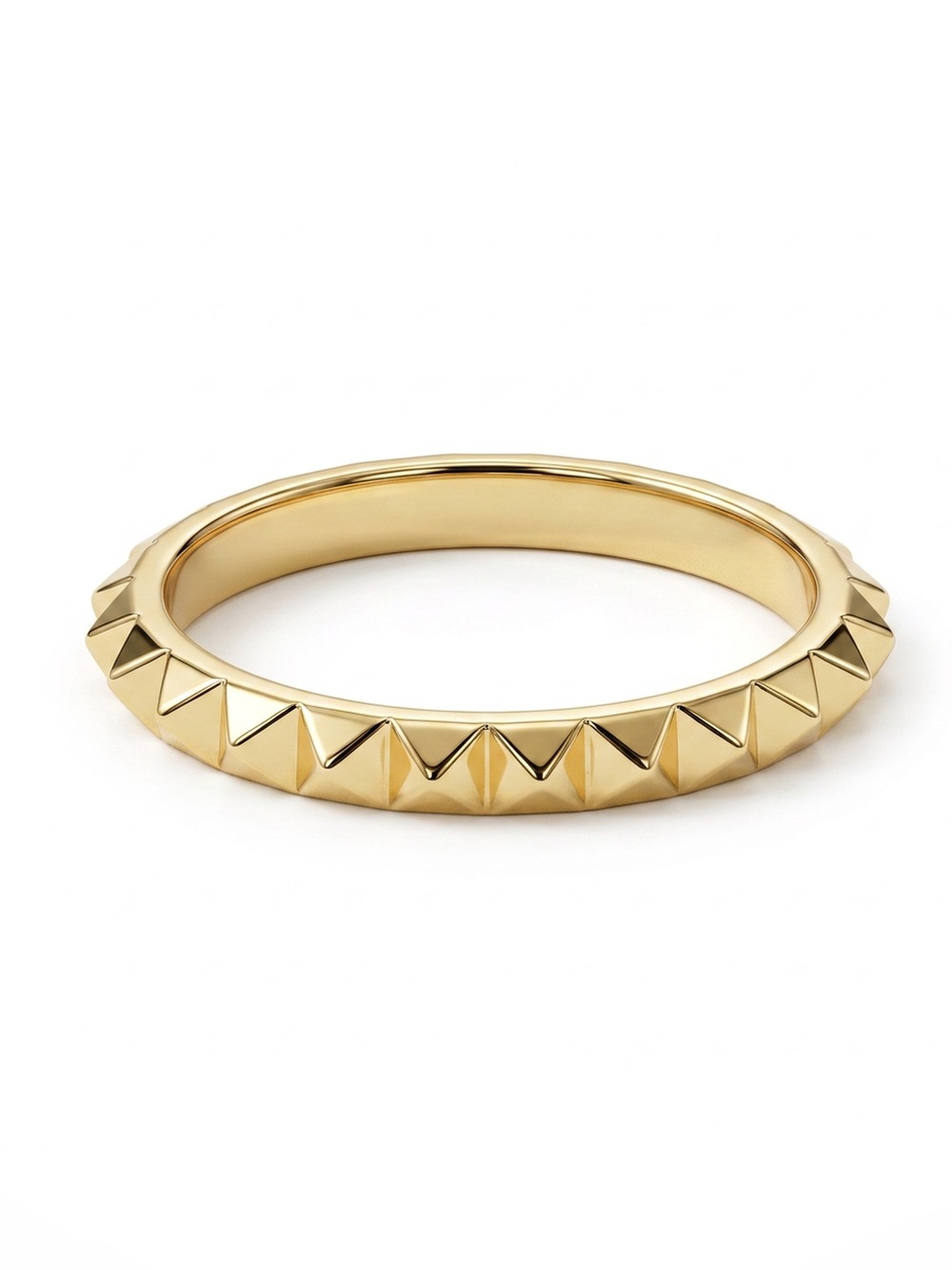 Real 14k Yellow Gold Pyramid Ring Stacker Fine Jewelry